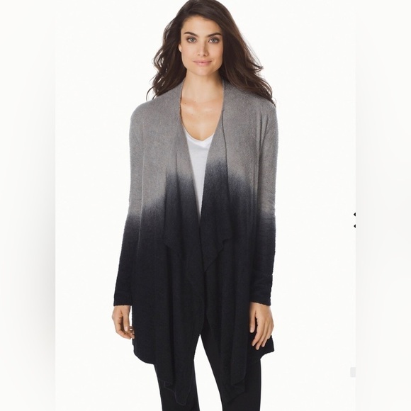 Barefoot Dreams Chic Lite Calypso Wrap Cardigan Pewter And Midnight Size S/M - Picture 11 of 11